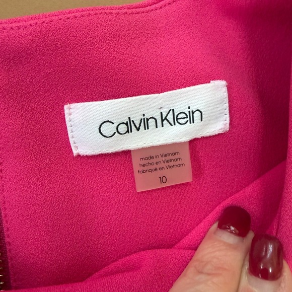 Calvin Klein Women's Barbie Pink Sheath Dress Short Sleeve FLAW Business 10 Work - Picture 3 of 11